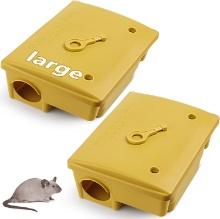 Qualirey 2 Pcs Large Rat Bait Stations with Key, Yellow, Retail $25.00