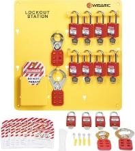 Wisamic Lockout Tagout Station, 12 Safety Lock Set, 4 Lockout Hasps, Retail $90.00