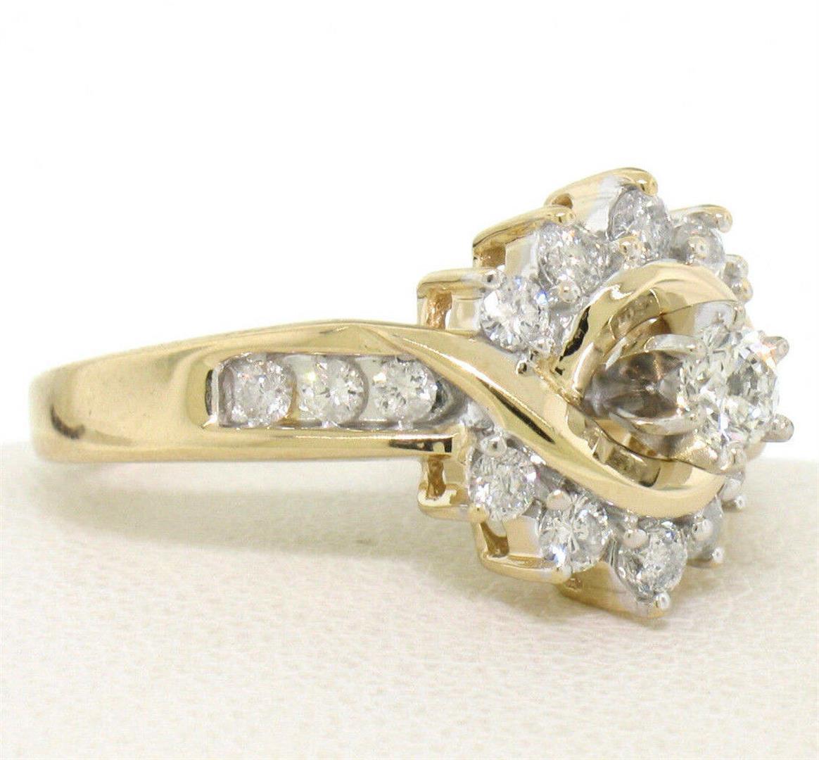 14k Yellow Gold 1.00 ctw Keepsake Channel Round Diamond Cocktail Engagement Ring