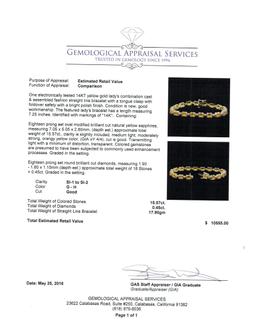 15.57 ctw Yellow Sapphire and Diamond Bracelet - 14KT Yellow Gold