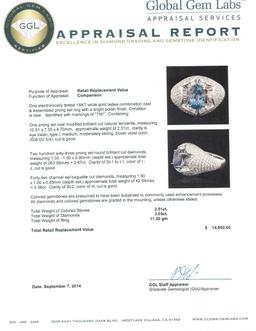 18KT White Gold 2.51 ctw Tanzanite and Diamond Ring