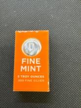 Fine Mint 5 Troy Oz .999 Fine Silver Bullion Bar