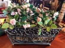 Beautiful Metal Planter with Artificial Flowers