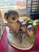Figurines and turtle figurine and owls figuring