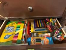 50 super tips markers and pencils, ink pens classic colors, crayons, sharpener, rainbow pencils,