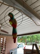parrot Hanging from ceiling and donation wind chime very cute