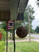 Red, white and blue birdhouse and a Birdfeeder and decor