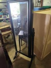 large stand up mirror with hidden jewelry box inside