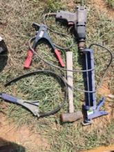 small sledgehammer, pop, rivet, gun, electric drill, caulk gun