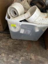 Various pvc pipe fittings, valve,smoke detector, water line hose.C