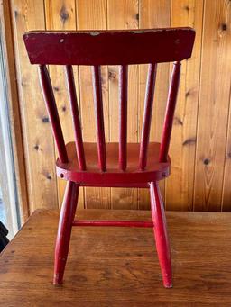 Kids Red Painted Wood Chair