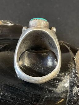 Sterling Silver and Turquoise Mens Ring