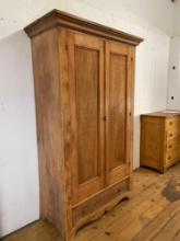 Pine Wardrobe Single Drawer Double Door Cabinet