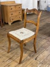 Walnut chair w/ floral needlepoint seat