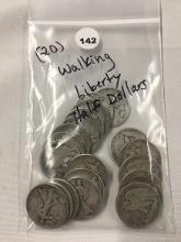 Lot of (20) Walking Liberty Half Dollars