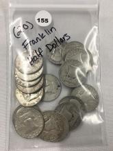 Lot of (20) Franklin Half Dollars