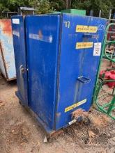 Double Sided Blue Storage Cabinet On Casters w/ Fork Pockets