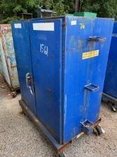 Double Sided Blue Storage Cabinet On Casters w/ Fork Pockets