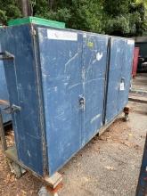 (1) Blue 4 Door Storage Cabinet On Casters & Fork Pockets