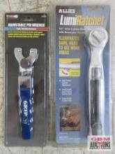 Allied 45026 LumiRatchet 3/8" Drive Lighted Reversible Ratchet... Grip 50098 Adjustable Pin Wrench..