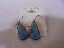 Pair of Ladies Sterling Silver & Turquoise Earrings