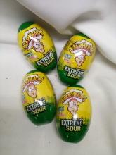 Lot of 4 Warheads Extreme Sour Hard Candies 3Pc Eggs