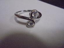 Beautiful Ladies Rhodium Over Sterling Silver Ring w/ Stones
