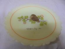 Hand Painted Fenton Satin Glass Plate