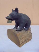 Carved Wooden Bear w/ Fish
