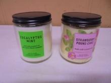 2 White Barn Eucalyptus Mint & Strawberry Pound Cake Jar Candles