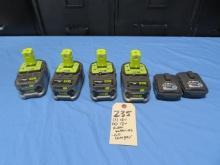 (4) 18V & (2) 12V Ryobi Batteries (no chargers)