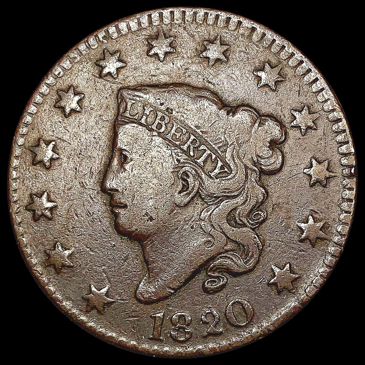 1820 Coronet Head Large Cent NICELY CIRCULATED
