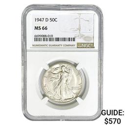 1947-D Walking Liberty Half Dollar NGC MS66