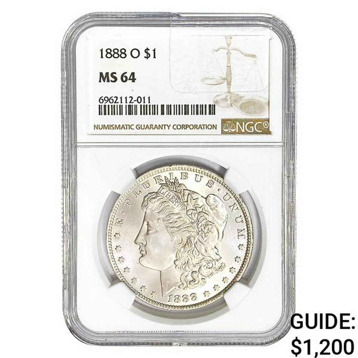 1888-O Morgan Silver Dollar NGC MS64