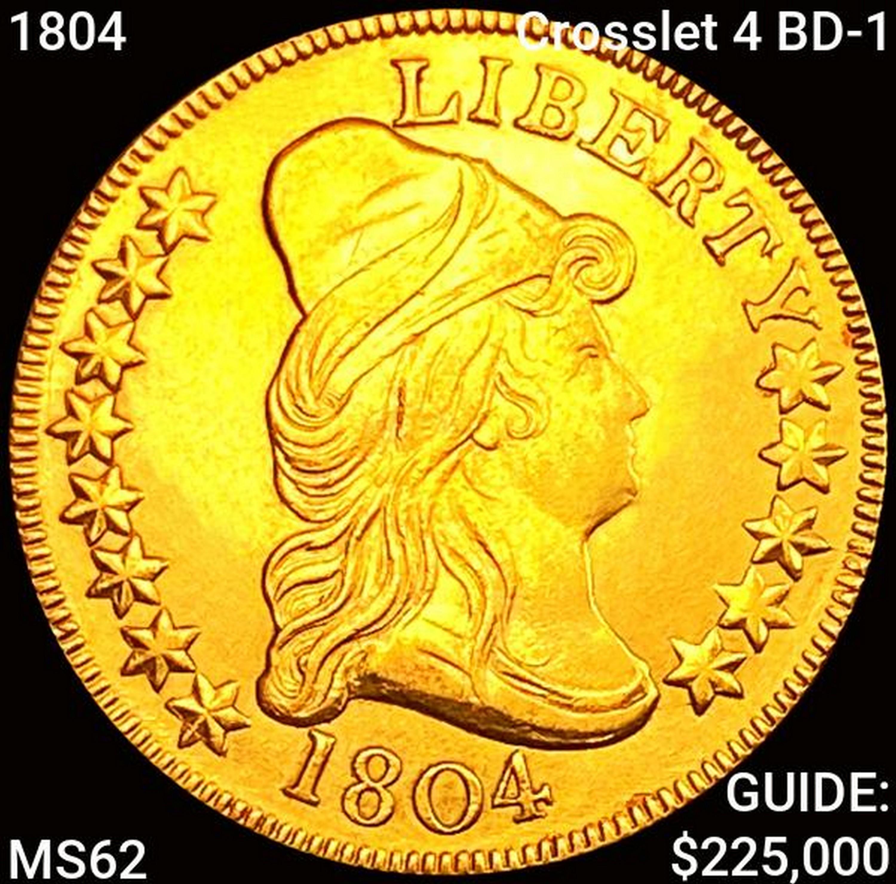 1804 Crosslet 4 BD-1 $10 Gold Eagle UNCIRCULATED