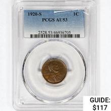 1920-S Wheat Cent PCGS AU53