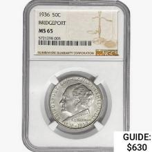 1936 Bridgeport Half Dollar NGC MS65