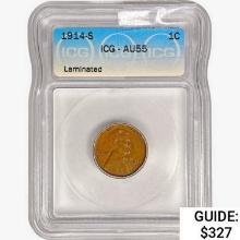 1914-S Wheat Cent ICG AU55 Laminated