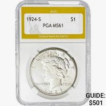 1924-S Silver Peace Dollar PGA MS61