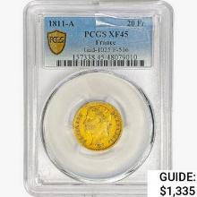 1811-A France 20 Francs .1867oz. Gold PCGS XF45 Ga