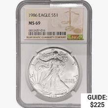 1986 Silver Eagle NGC MS69