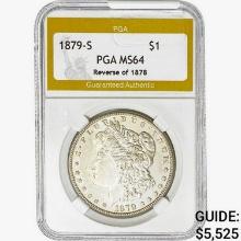 1879-S Morgan Silver Dollar PGA MS64 REV 78