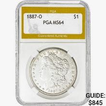 1887-O Morgan Silver Dollar PGA MS64