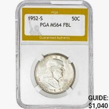 1952-S Franklin Half Dollar PGA MS64 FBL