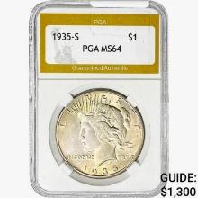 1935-S Silver Peace Dollar PGA MS64