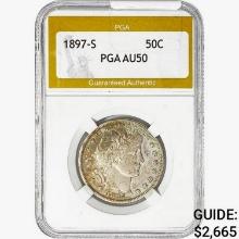 1897-S Barber Half Dollar PGA AU50