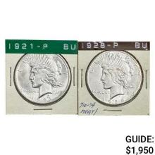 [2] 1921&1928 Silver Peace Dollar   COLL. Set