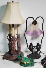 3 Novelty Lamps Frogs & Three Graces