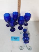 Cobalt Blue Glasses and wall décor