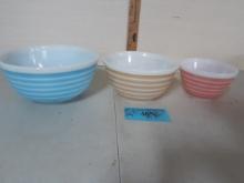 Vintage Pyrex Rainbow Striped Nesting Bowls